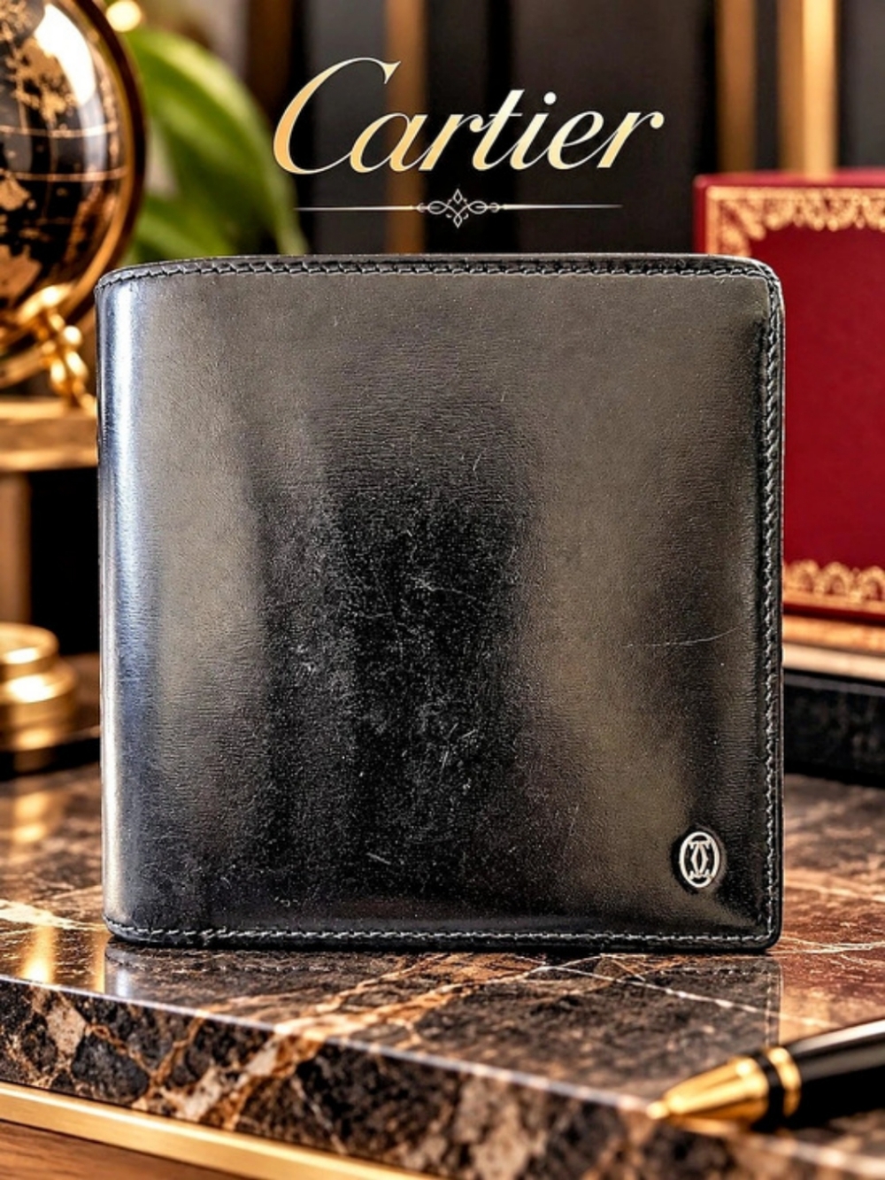 Cartier Must de Cartier Coin/Bill/Card Wallet Black KL50319 Vintage